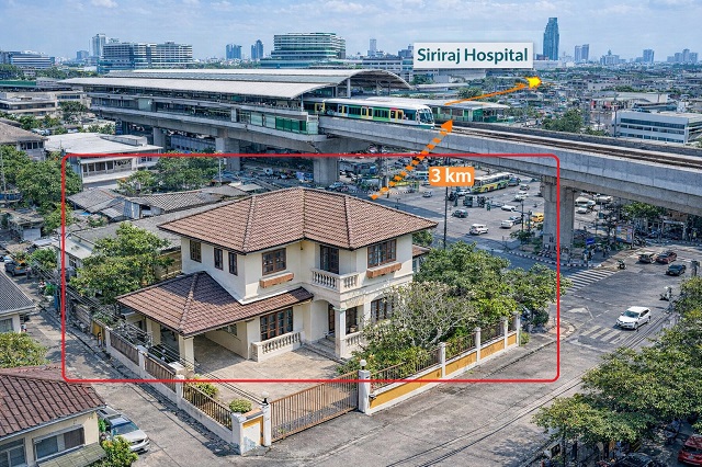 รพ.ศิริราช 3 กม.ใกล้The Circle ราชพฤกษ์  61 ตร.ว.MRT ไฟฉาย 900ม. บ้านเปล่าสภาพดี ฟังก์ชัน 4นอน พรานนก กาญจนา  บ้านเดี่ยว 2 ชั้นหลังมุม