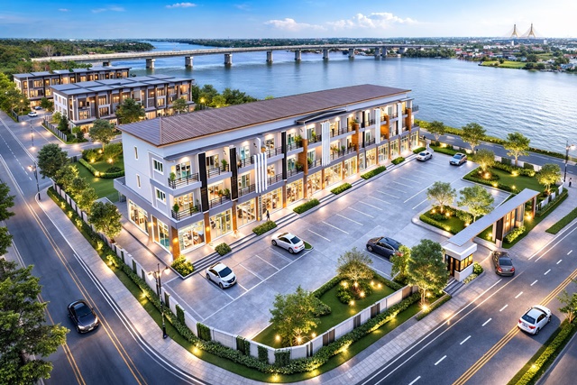 อาคารพาณิชย์ 3 ชั้นหลังมุม  2-3นอน 3 ห้องน้ำ เศรษฐกิจ-คลองครุ เมืองสมุทรสาคร  ท่าทราย  ใกล้ ตลาดคลองครุ 500ม. และ วัดคลองครุ 800 ม.