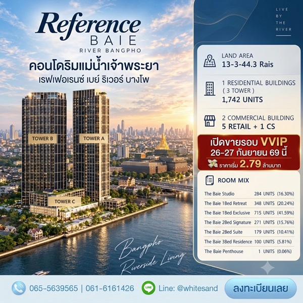 ขายคอนโดใหม่ ย่านบางโพ วิวเจ้าพระยา Fully Furnished ใกล้ MRT รพ โทร 0616161426