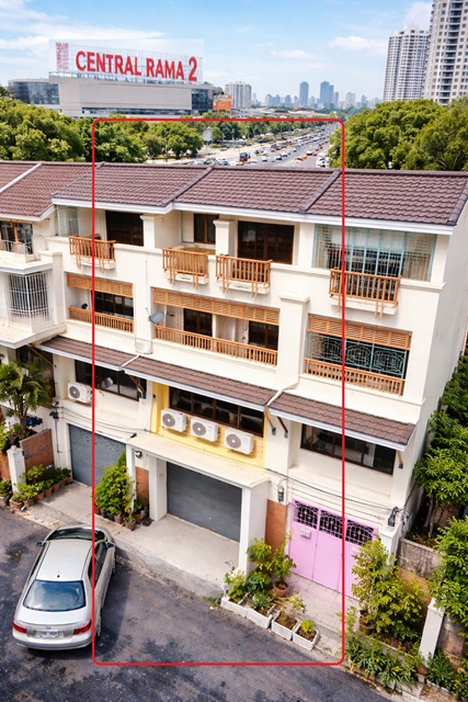 ไทวัสดุพระราม2 300ม. 5แอร์ ลดราคาครั้งที่5 เซนทรัลพระราม2 800ม. ให้เช่าอาคาร 4 ชั้น  17ตร.วา. 272 ตร.ม. รพ.พระราม 2  4นอน โลตัส พระราม2