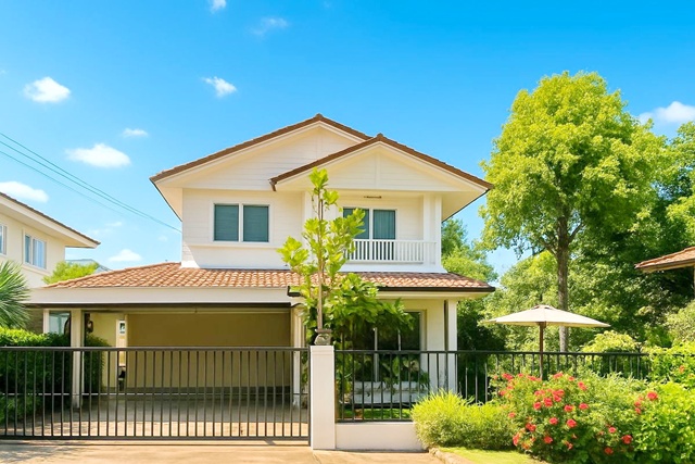 ให้เช่าบ้านเดี่ยว 2 ชั้นสุดหรู 54 ตร.วา.โลตัส คลองถนน 2.7 กม. คลองบางไทร จัดเต็มเฟอร์ฯ ร่มรื่น ติดสวน 3 นอน 3 น้ำ MRTตลาดบางใหญ่ 3.52กม.