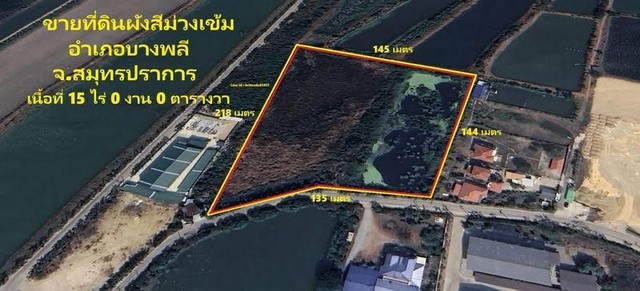 ขายที่ดิน 15 ไร่ ผังสีม่วง บางพลี สมุทรปราการ สำหรับสร้างโรงงาน