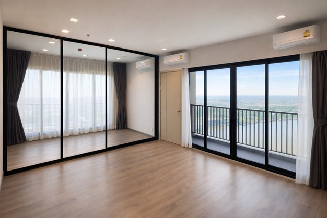 วิวแม่น้ำเจ้าพระยา 1 นอน 2 แอร์  ตลาดนกฮูก ให้เช่า คอนโด The Politan Rive 32ตรม. ชั้นที่ 41  MRT พระนั่งเกล้า 250 ม.