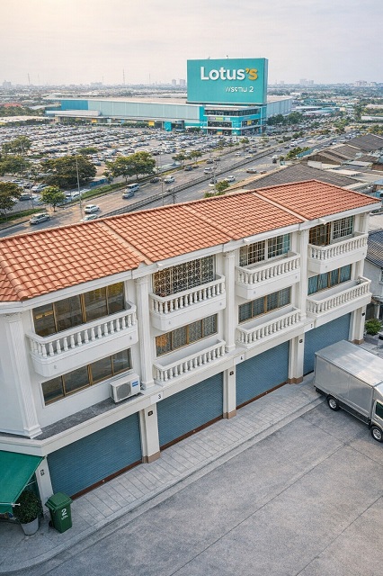 อาคารให้เช่า 3.5 ชั้น 3 นอน ใกล้โลตัส พระราม 2 800 ม.และ บิ๊กซี พระราม 2 16 ตร.วา. 220 ตร.ม. ตลาดบางขุนเทียน 1.9 กม. เทียนทะเล12-18 แสมดำ
