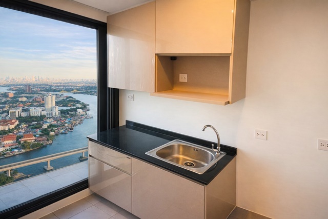 ตลาดนกฮูก ให้เช่า คอนโด วิวแม่น้ำเจ้าพระยา  the Politan Rive 31 ตรม. 1 นอน 2 แอร์  สนามบินน้ำ