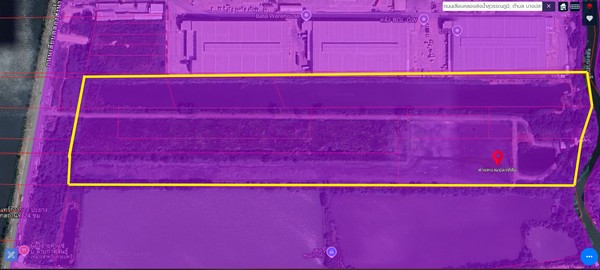 ที่ดินสีม่วงเข้ม บางนาตรา คลองส่งน้ำสุวรรณภูมิ สร้างโรงงาน สร้างโกดัง เนื้อที่ 37-3-0 ไร่ ขายราคา 533 ล้านบาท บางพลี สมุทรปราการ